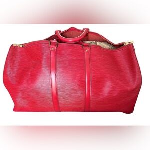 Louis Vuitton vintage red epi leather keepall 55
